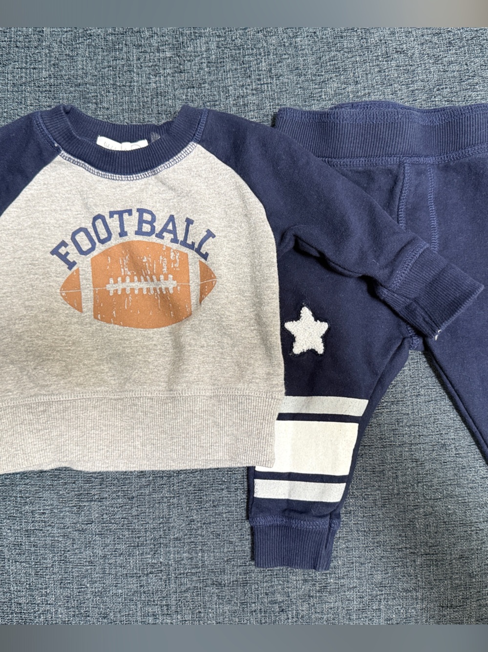 Little Mish 3 month Boys' Football Graphic Sweatshirt Set - Navy & Gray